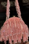 Buy_Bhavna Kumar_Pink Beads Velvet Embellished Clutch_at_Aza_Fashions