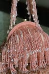 Shop_Bhavna Kumar_Pink Beads Velvet Embellished Clutch_at_Aza_Fashions