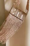 Buy_Bhavna Kumar_Gold Embroidered Extended Bead Fringe Box Bag_at_Aza_Fashions