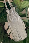Buy_Bhavna Kumar_Silver Beads, Sequins Extended Fringe Potli Bag_Online_at_Aza_Fashions