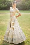 Shop_Angad Singh_White Embroidery V Neck Bridal Lehenga Set _at_Aza_Fashions