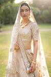 Angad Singh_White Embroidery V Neck Bridal Lehenga Set _Online_at_Aza_Fashions