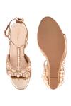Shop_Chini C_Gold Embroidered Peep Toe Wedges_at_Aza_Fashions