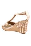 Shop_Chini C_Gold Embroidered Peep Toe Wedges_Online_at_Aza_Fashions