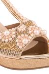 Chini C_Gold Embroidered Peep Toe Wedges_at_Aza_Fashions