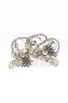 Shop_Born Flash_Silver Crystals, Sequins Heron Embellished Hair Comb _at_Aza_Fashions