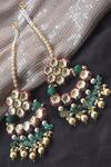 Buy_Heer-House Of Jewellery_Gold Plated Pearls Kalina Kundan Chandbalis With Ear Chain_at_Aza_Fashions