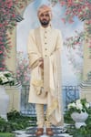 Buy_Punit Arora_White Silk Zari And Thread Sherwani Set _at_Aza_Fashions
