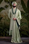 Buy_Punit Arora_Green Silk Thread, Tilla, Zardozi Embroidered Sherwani Set _at_Aza_Fashions