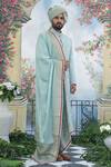 Buy_Punit Arora_Grey Silk Aari, Dori And Sequin Sherwani Set _at_Aza_Fashions