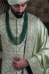 Shop_Punit Arora_Green Silk Thread, Tilla, Zardozi Embroidered Sherwani Set _Online_at_Aza_Fashions