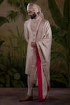 Buy_Punit Arora_Peach Silk Jacquard Sequin And Thread Work Floral Embroidered Sherwani Set _at_Aza_Fashions