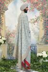 Shop_Punit Arora_Grey Silk Pearl, Thread, Dabka And Sequin Sherwani Set _at_Aza_Fashions