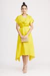 Buy_Harsh Harsh_Yellow Dupion Silk Cowl Neck Handkerchief Dress_Online_at_Aza_Fashions