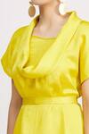 Harsh Harsh_Yellow Dupion Silk Cowl Neck Handkerchief Dress_at_Aza_Fashions