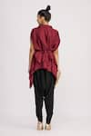 Shop_Harsh Harsh_Maroon Dupion Silk Plain Cowl Neck Top  _at_Aza_Fashions