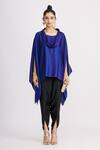 Harsh Harsh_Blue Dupion Silk Cowl Neck Top_Online_at_Aza_Fashions