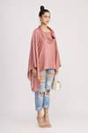 Harsh Harsh_Pink Dupion Silk Plain Cowl Neck Asymmetric Top  _Online_at_Aza_Fashions