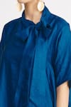 Harsh Harsh_Blue Dupion Silk Bow Neck Handkerchief Dress _at_Aza_Fashions