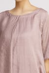 Harsh Harsh_Pink Dupion Silk Plain Round Asymmetric Tunic  _at_Aza_Fashions