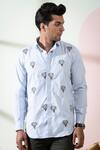 Hilo Design_Blue Oxford Embroidery Float Shirt_Online_at_Aza_Fashions