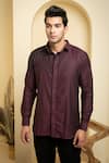 Buy_Hilo Design_Maroon Premium Giza Embroidery Daze Placement Shirt _Online_at_Aza_Fashions