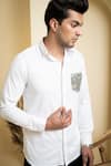 Buy_Hilo Design_White Cotton Satin Embroidery Elnor Shirt _Online_at_Aza_Fashions