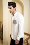 Shop_Hilo Design_White Cotton Satin Embroidery Elnor Shirt _Online_at_Aza_Fashions