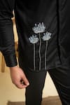 Buy_Hilo Design_Black Cotton Satin Embroidered Thread Work Atore Flower Shirt _Online_at_Aza_Fashions