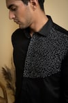 Buy_Hilo Design_Black Distorted Cotton Satin Shirt_Online_at_Aza_Fashions