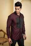 Shop_Hilo Design_Maroon Premium Giza Full Sleeves Shirt _Online_at_Aza_Fashions