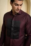 Hilo Design_Maroon Premium Giza Full Sleeves Shirt _at_Aza_Fashions