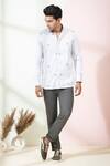 Hilo Design_Grey Oxford Embroidery Rive Cactus Shirt_Online_at_Aza_Fashions