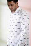 Hilo Design_White Cotton Printed Leopard Feline Shirt For Men_at_Aza_Fashions