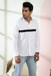 Shop_Hilo Design_White Cotton Satin Contrast Stripe Shirt _Online_at_Aza_Fashions