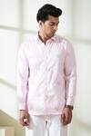 Buy_Hilo Design_Pink Oxford Embroidery Shell Motif Thread Shirt_Online_at_Aza_Fashions