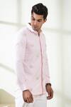 Shop_Hilo Design_Pink Oxford Embroidery Shell Motif Thread Shirt_Online_at_Aza_Fashions