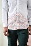 Hilo Design_White Cotton Satin Embroidery Thread Cloud Placement Shirt _Online_at_Aza_Fashions