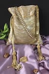 Buy_Nayaab By Sonia_Gold Chains, Tassels, Beads, Hinted Silver Embellished Salli Work Potli Bag _Online_at_Aza_Fashions