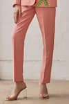 Betrue_Peach Lurex Cotton Solid Narrow Pant  _Online_at_Aza_Fashions