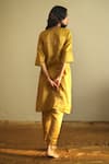 Shop_Shorshe Clothing_Yellow Handloom Chanderi Embroidery Round Kurta And Pant Set _at_Aza_Fashions