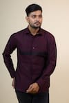 Buy_Hilo Design_Purple Giza Cotton Mauvais Panelled Shirt _at_Aza_Fashions