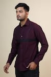 Shop_Hilo Design_Purple Giza Cotton Mauvais Panelled Shirt _at_Aza_Fashions