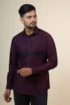 Hilo Design_Purple Giza Cotton Mauvais Panelled Shirt _Online_at_Aza_Fashions