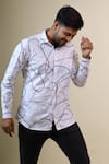 Shop_Hilo Design_White Cotton Satin Abstract Pattern Shirt _at_Aza_Fashions