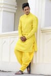 Buy_Hilo Design_Yellow Georgette Mirrors Work Kurta For Kids_at_Aza_Fashions