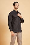 Hilo Design_Black Giza Cotton Pintuck Ragic Shirt _Online_at_Aza_Fashions