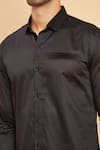 Hilo Design_Black Giza Cotton Pintuck Ragic Shirt _at_Aza_Fashions