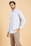 Hilo Design_Blue Oxford Skii Slim Collar Shirt _Online_at_Aza_Fashions