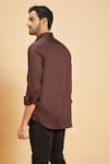 Shop_Hilo Design_Brown Giza Cotton Cuff Sleeve Shirt _at_Aza_Fashions